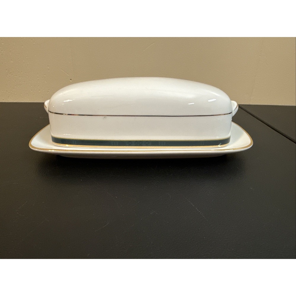 Boots Hanover Green Fine China Butter Dish Made In Sir Lancaster